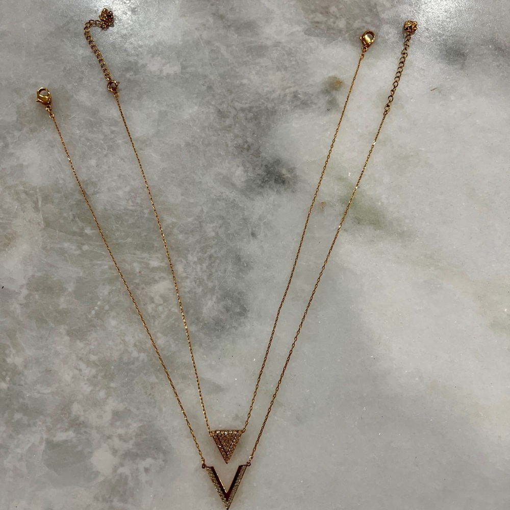 Rose Gold Double Layered Triangle Necklaces